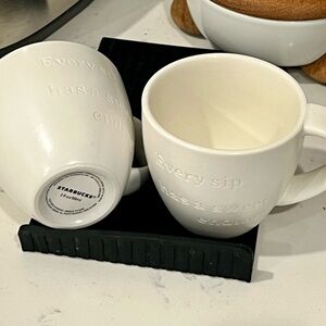 Starbucks Cream Embossed Coffee Mugs